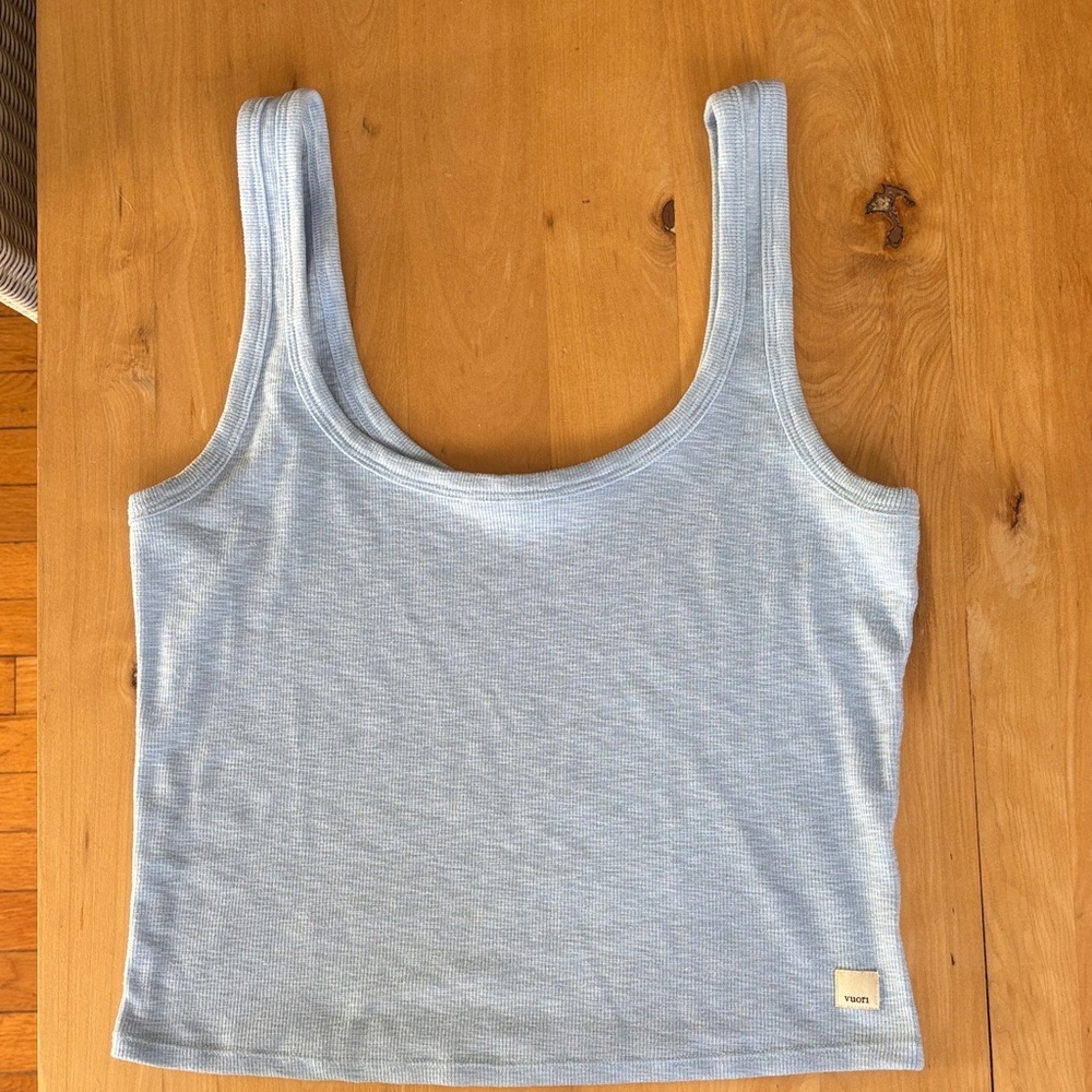 Vuori light blue ribbed tank, cropped, Medium